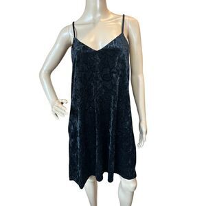 VTG Y2K Whimsigoth Velvet Burnout Dress Womens L Black Fairy Vamp Midi Goth Glam